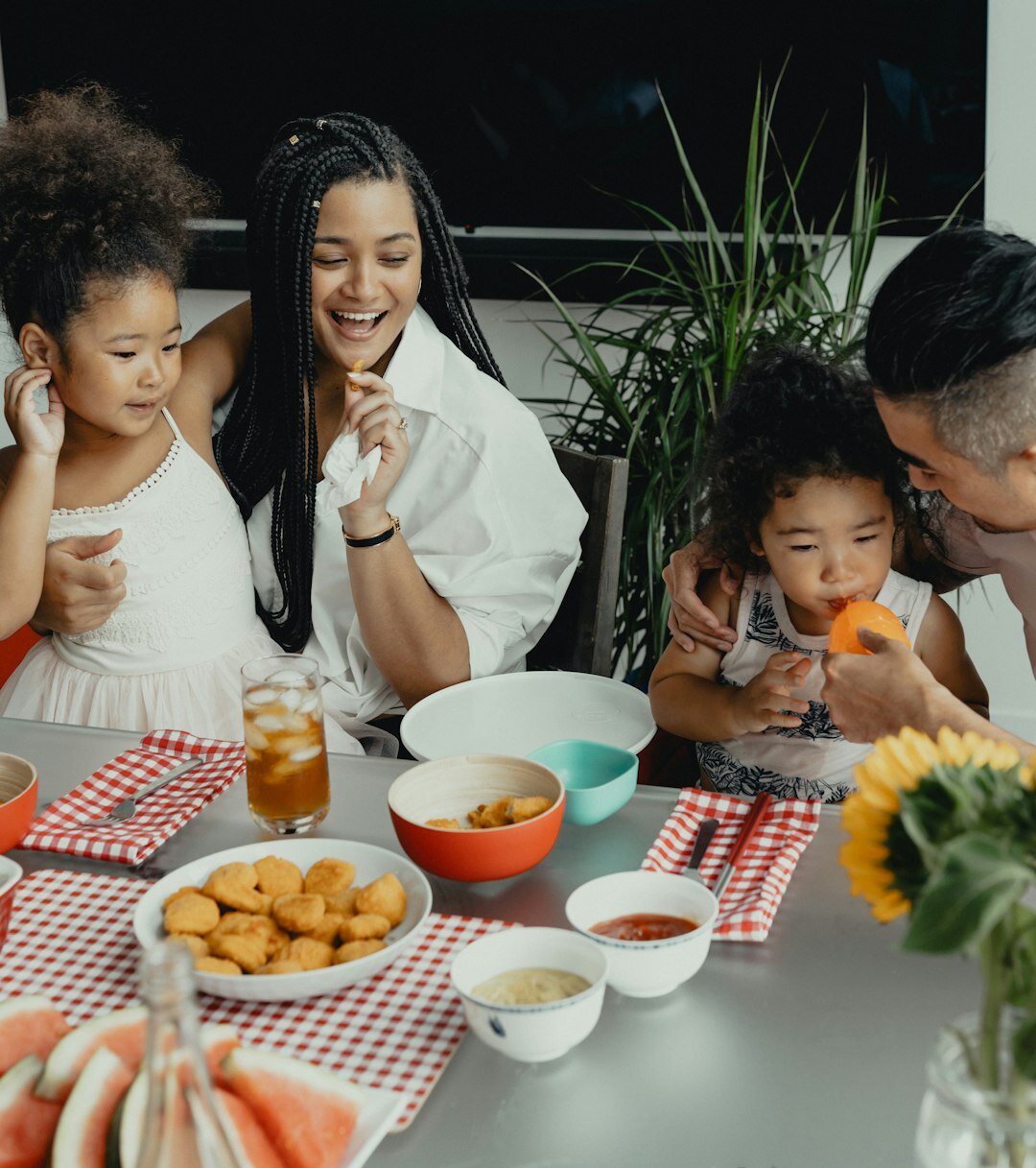 family eating dinner together