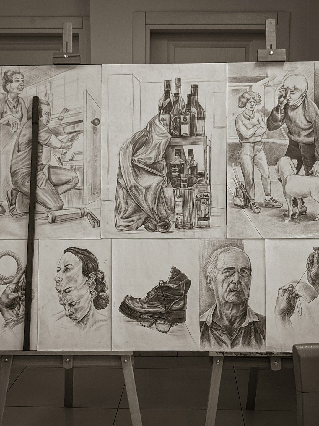 Hand-drawn storyboard sketches for a television commercial